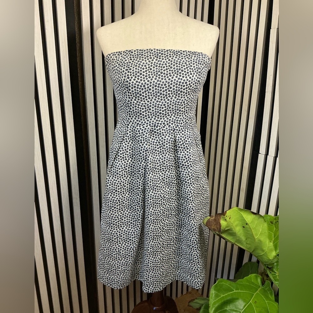 J. Crew Strapless Navy and White Dress Sz 8 - Picture 5 of 5